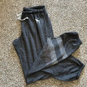 Pink VS | Gray Striped Leg Dog Logo Jogger Style Sweatpants